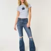 High-Rise Ripped Medium Wash Flare Jeans
