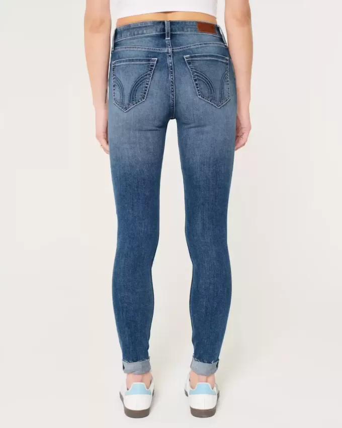 High-Rise Ripped Medium Wash Super Skinny Jeans