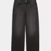 High-Rise Washed Black Baggy Jeans