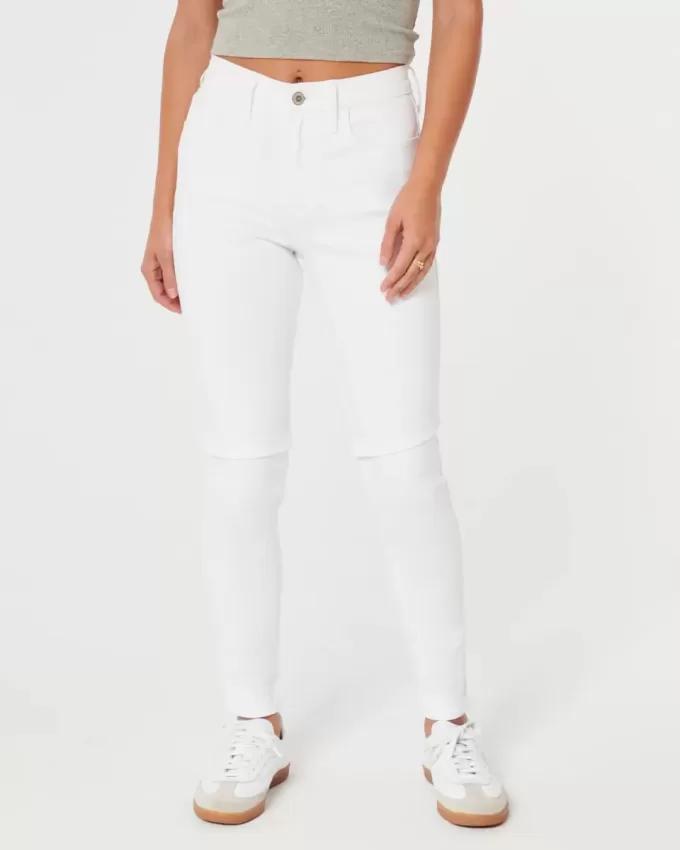 High-Rise White Super Skinny Jeans