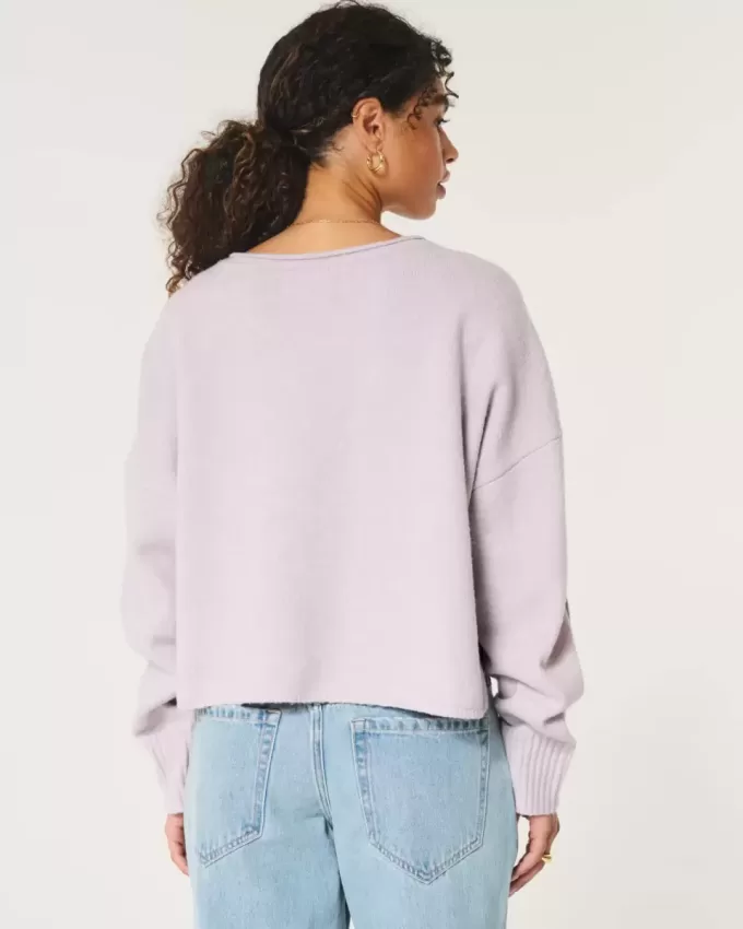 Hollister Comfy Cloud Boxy Notch-Neck Sweater