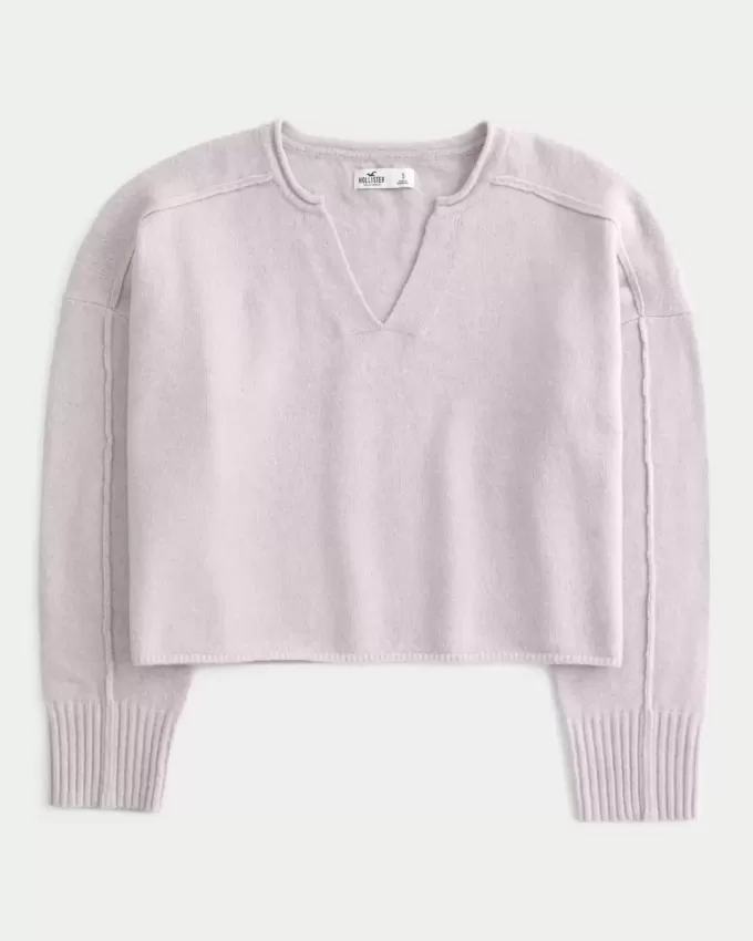 Hollister Comfy Cloud Boxy Notch-Neck Sweater