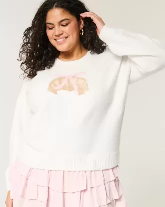 Hollister Comfy Cloud Croissant Graphic Crew Sweater