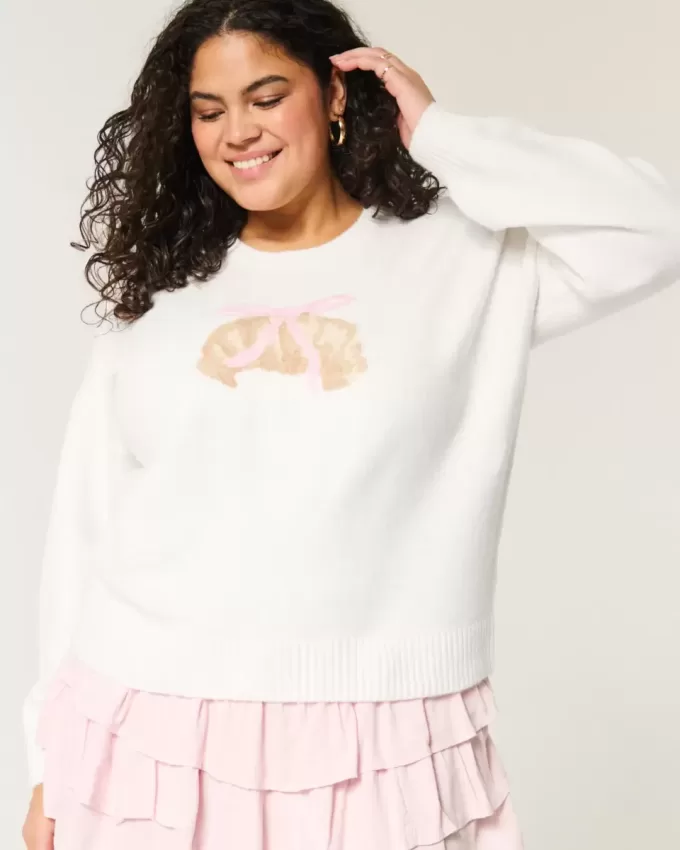 Hollister Comfy Cloud Croissant Graphic Crew Sweater