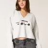 Hollister Comfy Cloud Graphic Notch-Neck Sweater