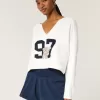 Hollister Comfy Cloud Graphic Notch-Neck Sweater