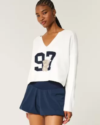 Hollister Comfy Cloud Graphic Notch-Neck Sweater