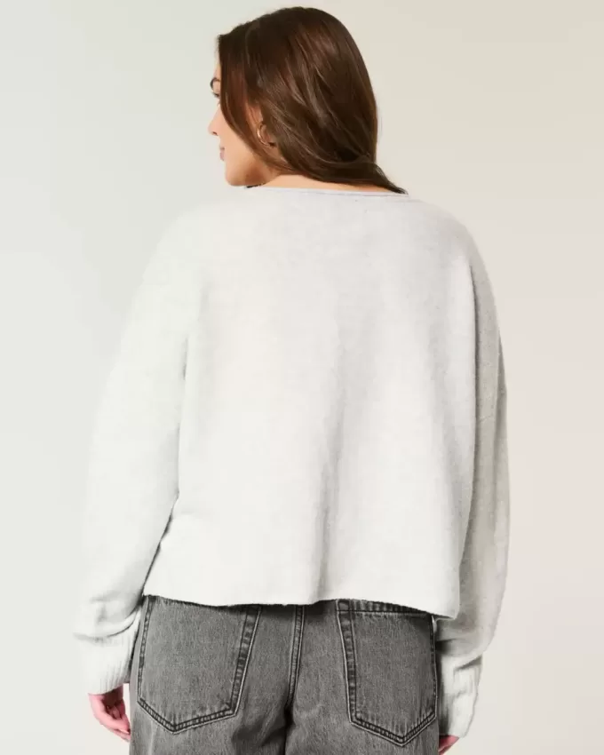 Hollister Comfy Cloud Graphic Notch-Neck Sweater