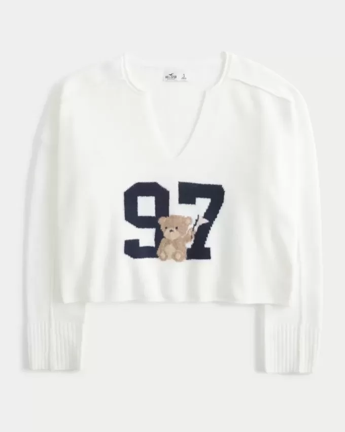 Hollister Comfy Cloud Graphic Notch-Neck Sweater