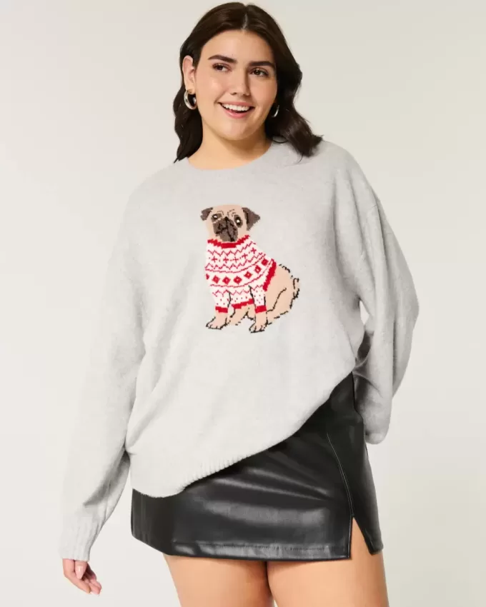 Hollister Comfy Cloud Puppy Graphic Crew Sweater