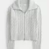 Hollister Comfy Cloud Zip-Up Cable-Knit Sweater