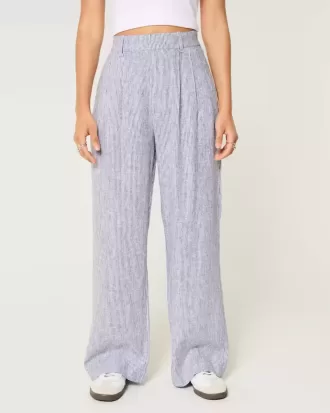Hollister Livvy Ultra High-Rise Linen-Blend Wide-Leg Pants