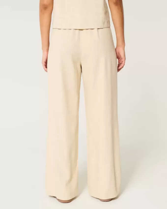 Hollister Livvy Ultra High-Rise Linen-Blend Wide-Leg Pants