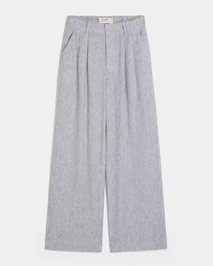 Hollister Livvy Ultra High-Rise Linen-Blend Wide-Leg Pants