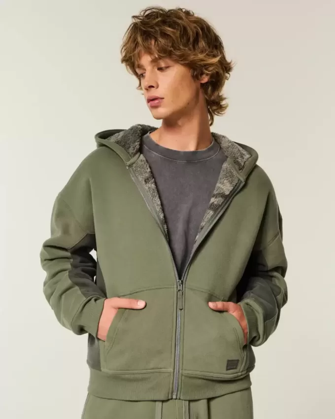 Hollister x Crocs Sherpa-Lined Zip-Up Hoodie