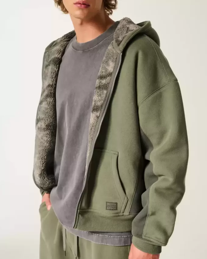 Hollister x Crocs Sherpa-Lined Zip-Up Hoodie