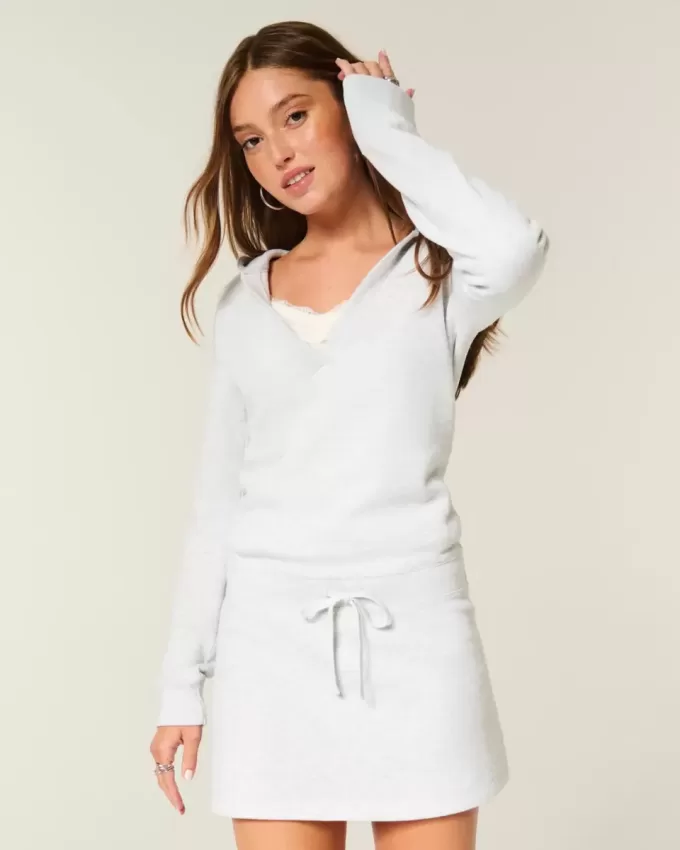 Hooded Long-Sleeve Fleece Dress