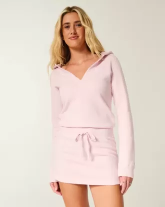 Hooded Long-Sleeve Fleece Dress
