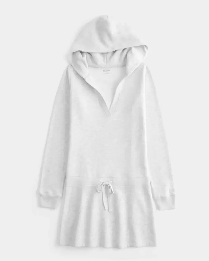 Hooded Long-Sleeve Fleece Dress