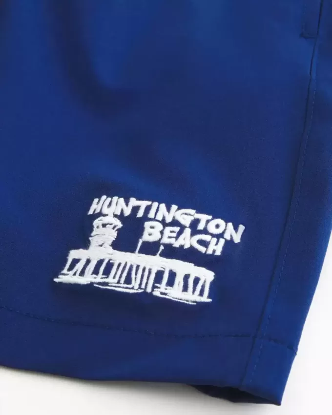 Huntington Beach Graphic Mid-Thigh Volley Swim Trunks