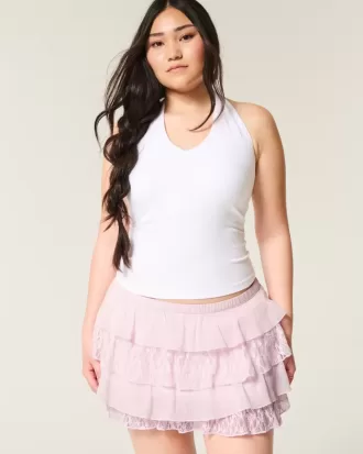 Lace-Chiffon Tiered Mini Skort