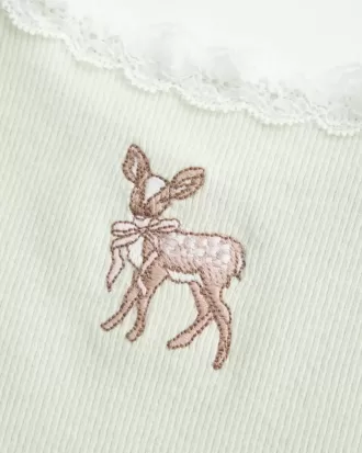 Lace Trim Deer Graphic Tank