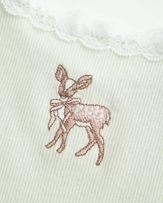 Lace Trim Deer Graphic Tank