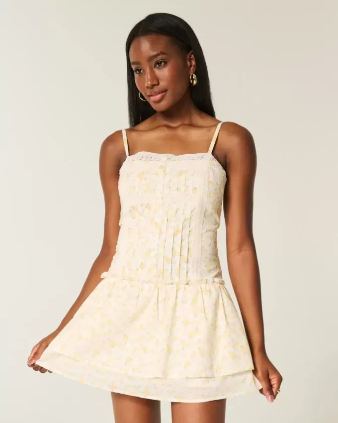 Lace Trim Mini Dress