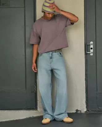 Light Wash Astronaut Graphic Super Baggy Jeans