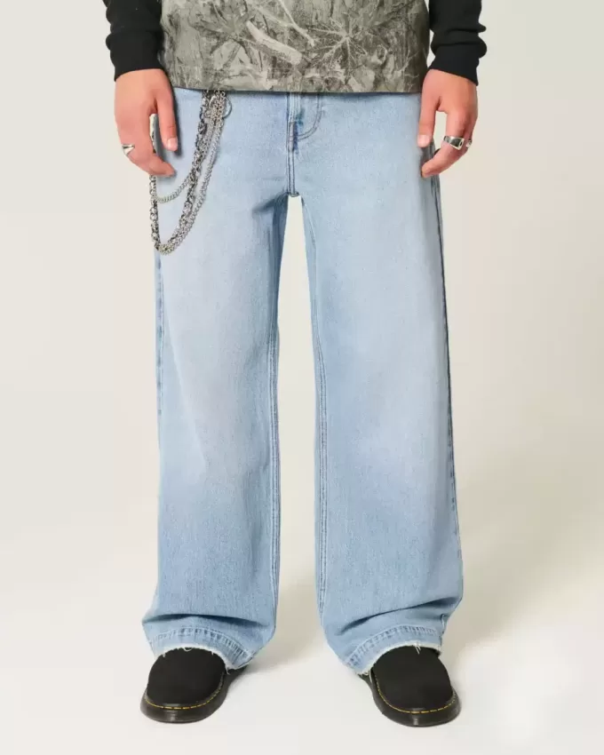 Light Wash Astronaut Graphic Super Baggy Jeans