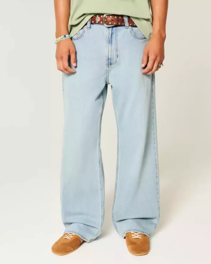 Light Wash Baggy Bootcut Jeans