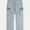 Light Wash Baggy Cargo Jeans