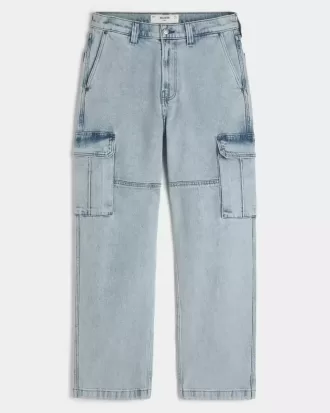 Light Wash Baggy Cargo Jeans