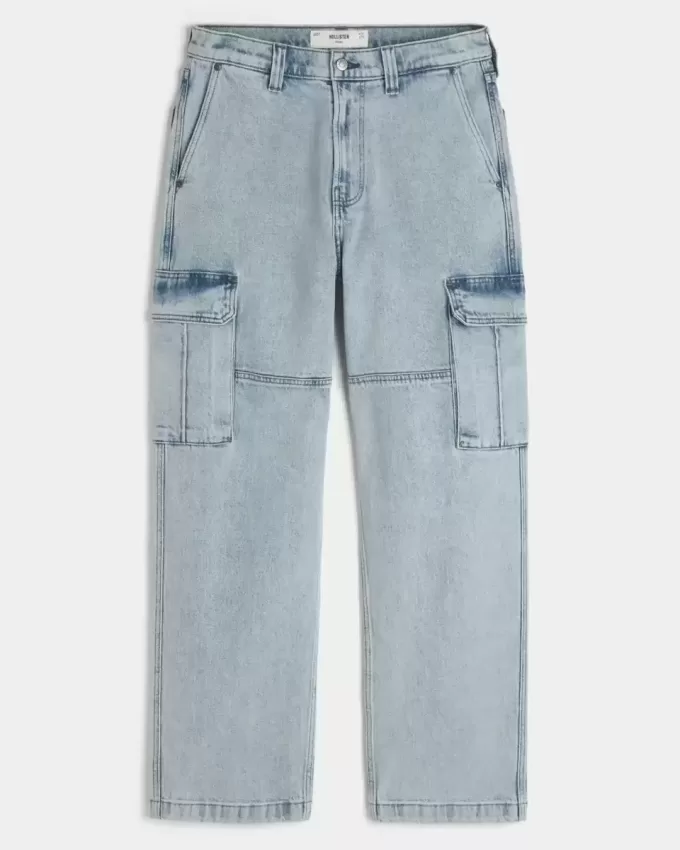 Light Wash Baggy Cargo Jeans
