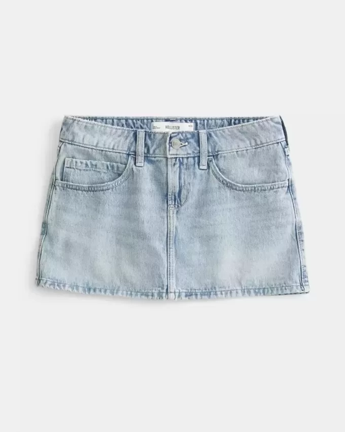 Light Wash Denim Mini Skort