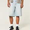 Light Wash Dice Graphic Super Baggy Denim Shorts