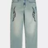 Light Wash Graphic Baggy Jeans