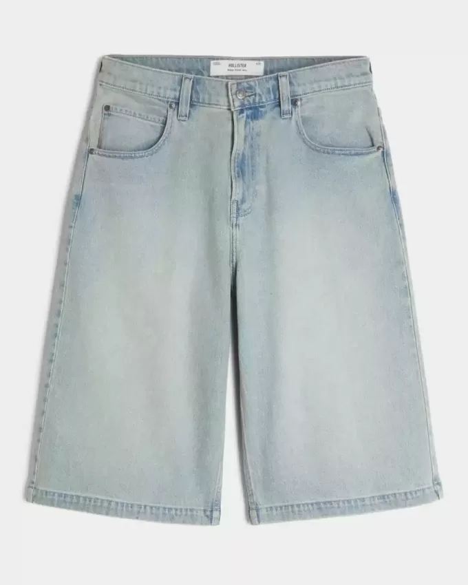 Light Wash Half-Length Skater Baggy Jeans