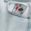 Light Wash Playing Card Graphic Skater Baggy Jeans