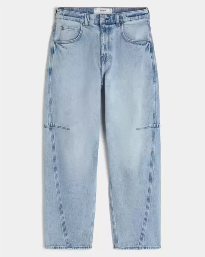 Light Wash Seamed Skater Baggy Jeans