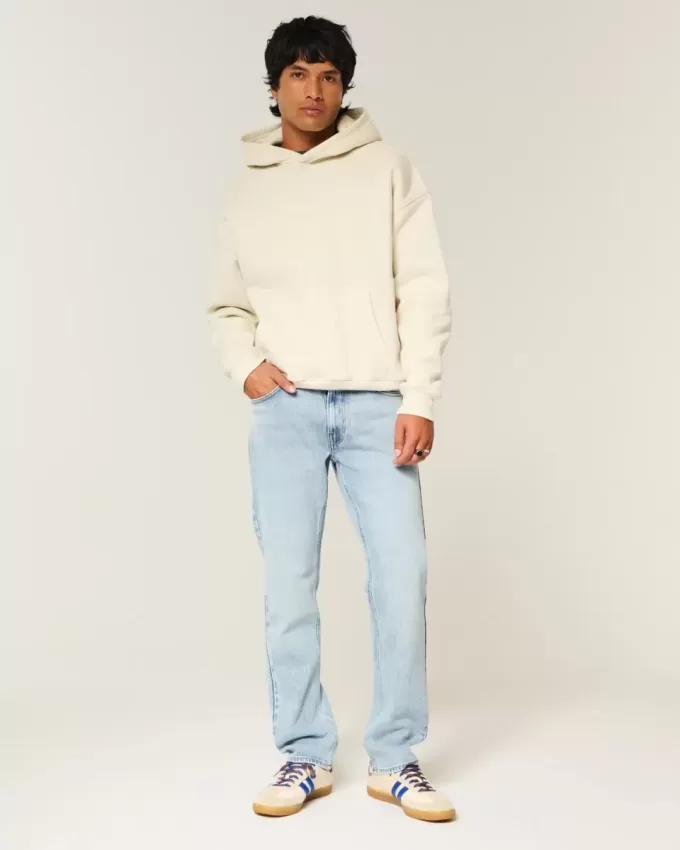 Light Wash Slim Straight Jeans