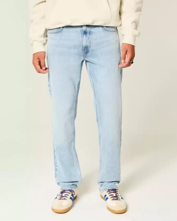 Light Wash Slim Straight Jeans