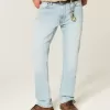 Light Wash Slim Straight Jeans