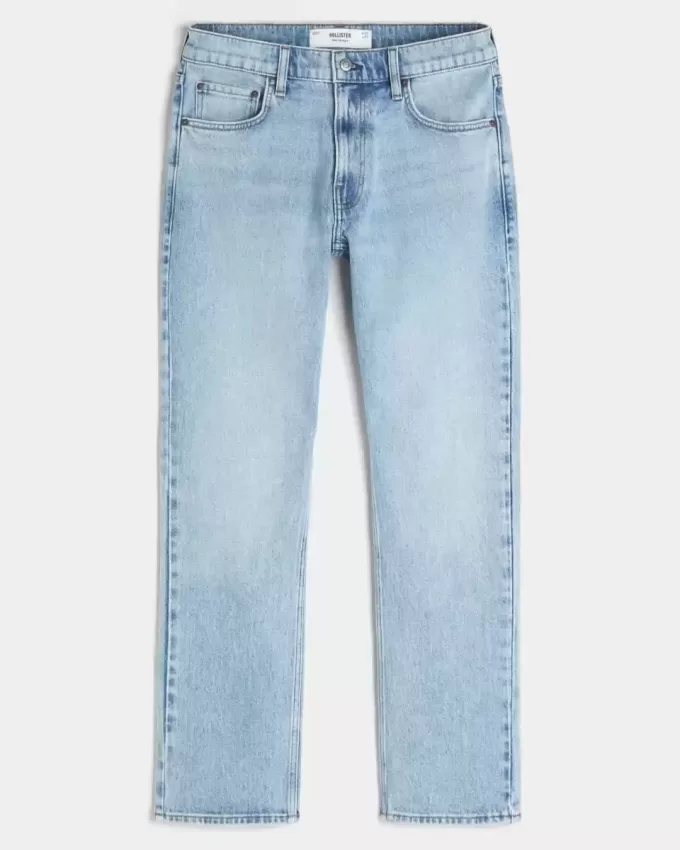 Light Wash Slim Straight Jeans