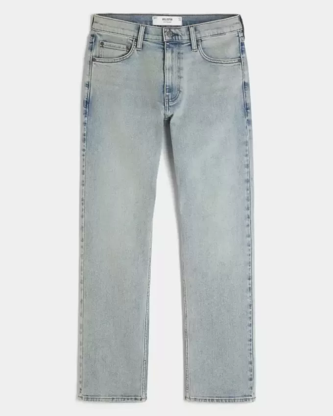 Light Wash Slim Straight Jeans