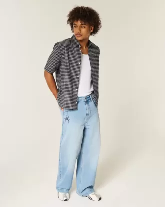 Light Wash Spider Graphic Super Baggy Jeans
