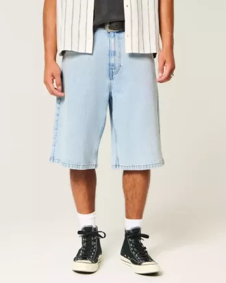 Light Wash Super Baggy Denim Shorts