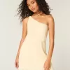 Linen-Blend Asymmetrical Mini Dress