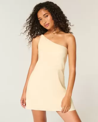 Linen-Blend Asymmetrical Mini Dress