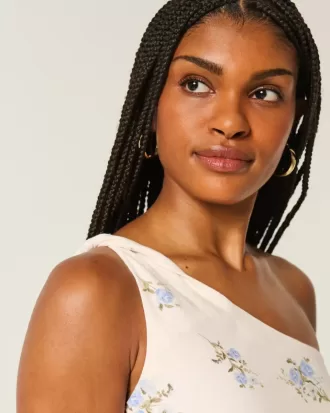 Linen-Blend Asymmetrical Mini Dress